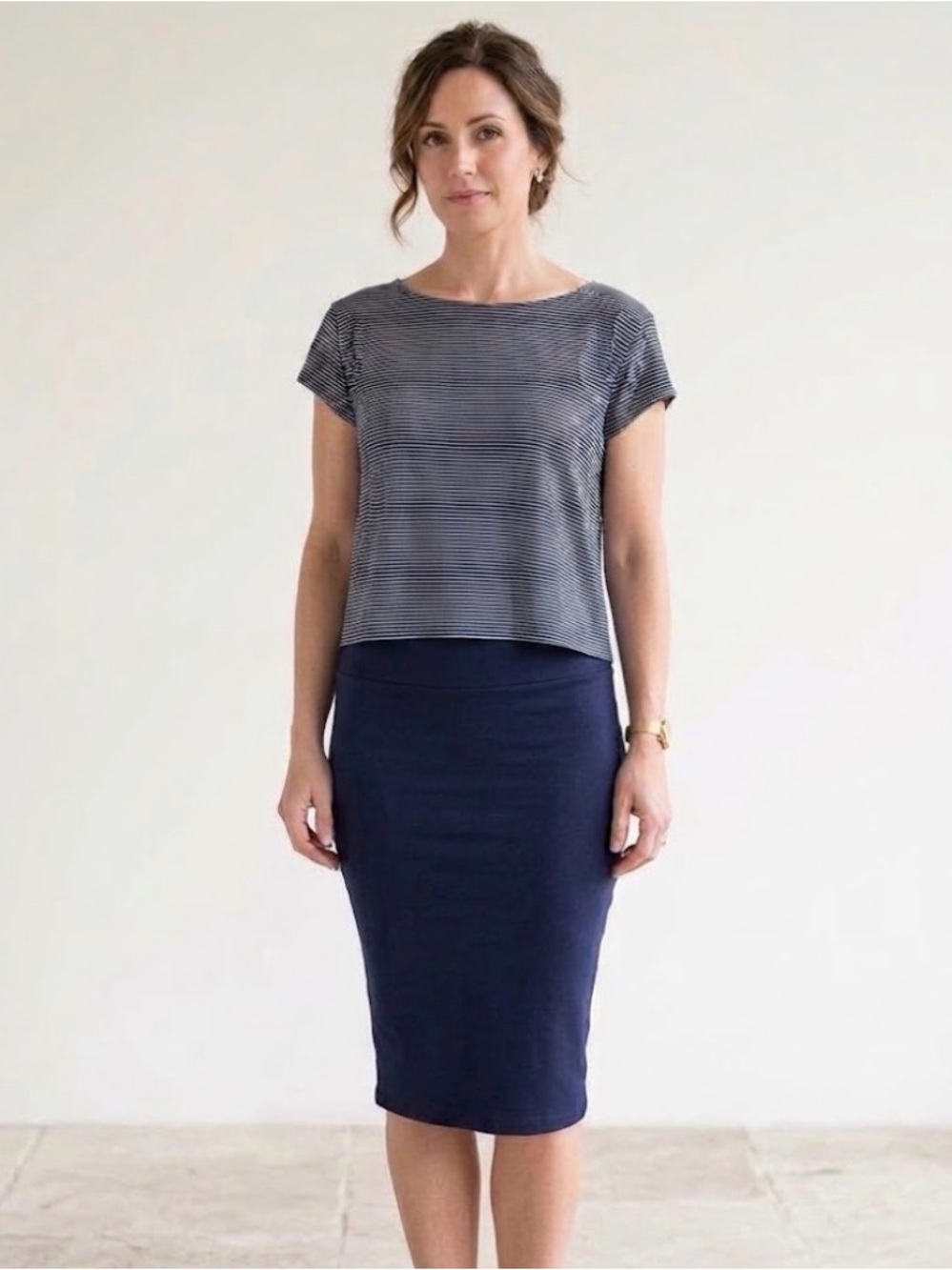 J Jill Wearever Collection 2-in-1 midi dress with tee over tank dress - Small